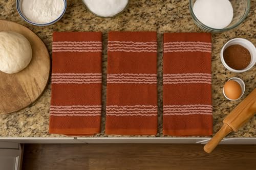 Terracotta Orange Rust Kitchen Dish Towels, 100% Cotton - Image 3