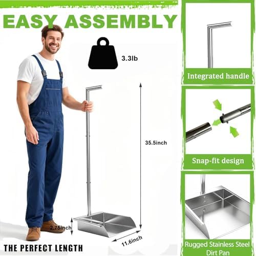 35in Heavy Duty Stainless Steel Standing Dust pan - Image 2