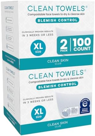 Clean Skin Club Oily Skin Clean Towels® XL, Compostable Face Towels, Eczema by CLEANSKINCLUB
