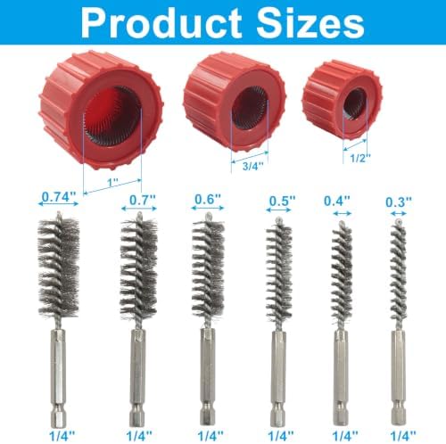 9 Pcs Copper Pipe Cleaner, 1/2" & 3/4" & 1" Cleaning Brush - Image 2