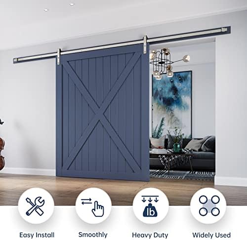 EaseLife 12 FT Brushed Nickel Sliding Barn Door Hardware Track Kit, Basic J - Image 2