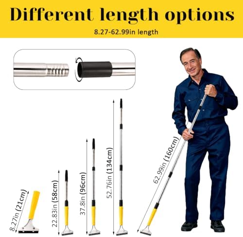 Scraper Tool Set, Adjustable Reach Long Handle Scraper, 4 Inch Razor Blade - Image 3
