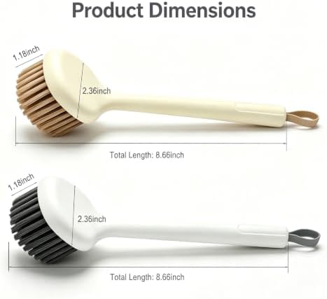 Dish Scrub Brush 2-Pack, Long Handle Pot Pan Scrubber, Angled Head - Image 2