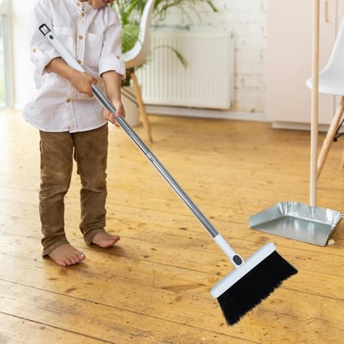 White Dustpan and Brush Set, 36.7 Inch Long Handle Sweeper - Image 5