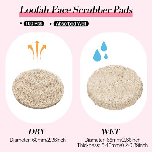 100 Pcs Natural Loofah Exfoliating Pads 2.36" - Image 2
