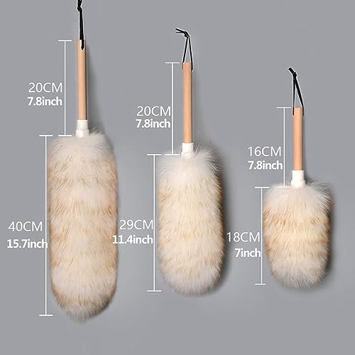 Lambswool Duster with Wooden Handle, Reusable Feather Duster - Image 2
