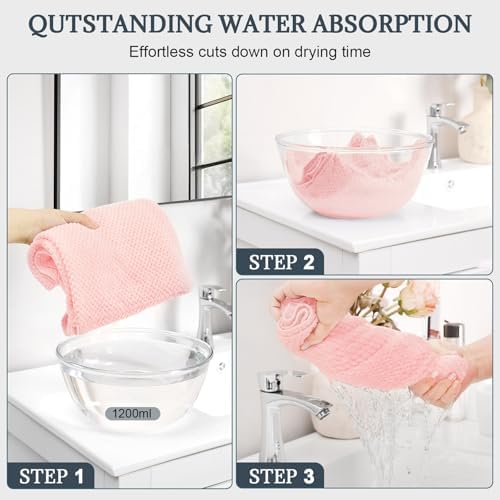 2 Pack Microfiber Hair Towel XL 41" x 24" Fast Dry - Image 3