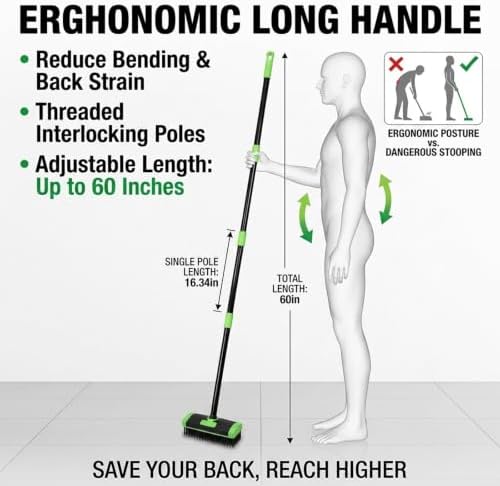 3-in-1 Floor Scrub Brush with Long Handle, Weed Brush - Image 3