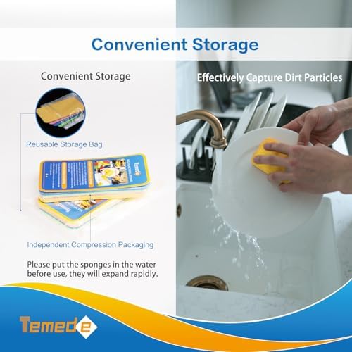Temede Large Cellulose Sponges, Thick Absorbent Kitchen Sponges - Image 6