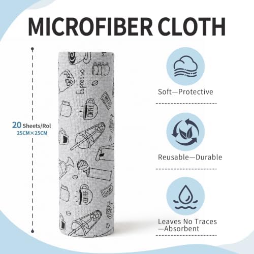 Microfiber Cleaning Cloth Roll, 20 Pack Tear Away Reusable Microfiber Towels - Image 2
