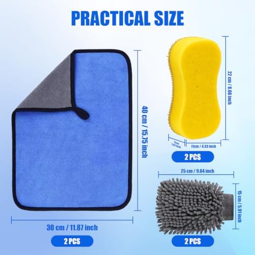 6-Pack Car Cleaning Kit – Microfiber Cloth, Mitt & Sponge Set - Image 2