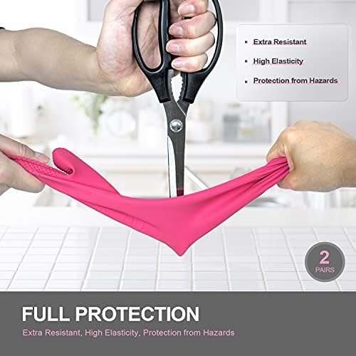 Mamison Rubber Dishwashing Gloves, Non-Slip Kitchen, 2 Pairs - Image 3