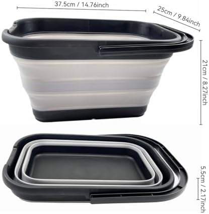 SAMMART 12L Collapsible Rectangular Handy Basket/Bucket/Multiuse Foldable Water - Image 2