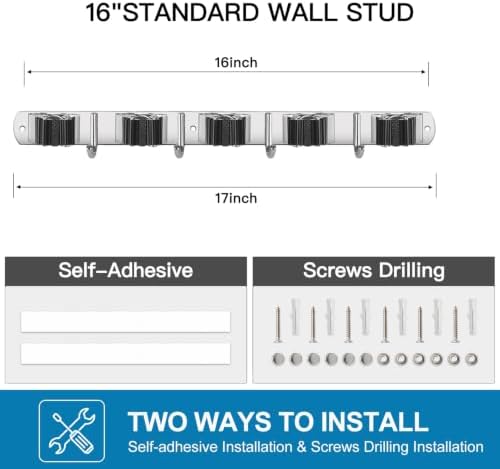 IMILLET Broom Holder Wall Mount Stainless Steel Mop Organizer - Image 4