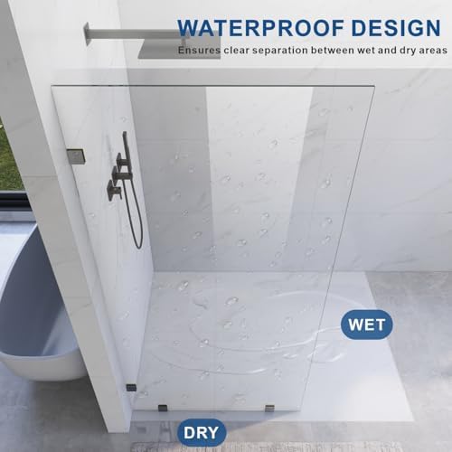 39" W x 80" H Frameless Fixed Shower Glass Panel - Image 5