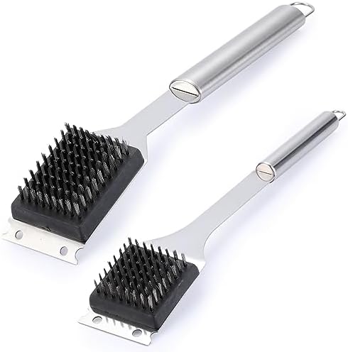 2 Pack Grill Brush and Scraper, 16.5” & 14” Wire BBQ Grill Brush by Edgnb