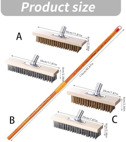 Deck Scrub Brush Concrete Scrubber Tool Hardened Steel Wire Design - Image 5