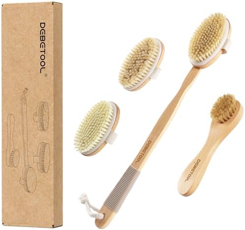 DEBETOOL Dry Brush Set with 3 Detachable Heads, Natural Boar Bristle by DEBETOOL