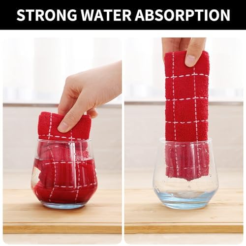Homaxy Cotton Terry Kitchen Towels and Dishcloths Set of 10 - Image 3