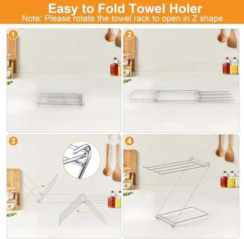 Kitchen Towel Holder, 4-Arm Kitchen Towel Rack - Image 6