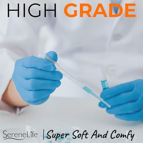 Serenelife 100 count Medium Gloves Nitrile Disposable Latex & Powder Free - Image 4