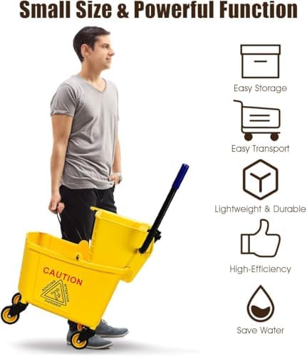 Mop Bucket, Commercial Bucket for Mopping on Wheels - Image 7
