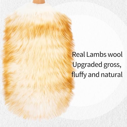 Lambswool Duster with Solid Wooden Handle, Leather Hang Strap, Comfortable - Image 4