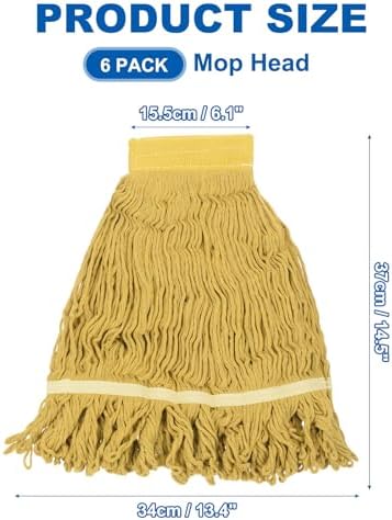 uxcell 6Pcs Commercial Mop Head Replacement, Cotton String Mop Head, Wet - Image 2