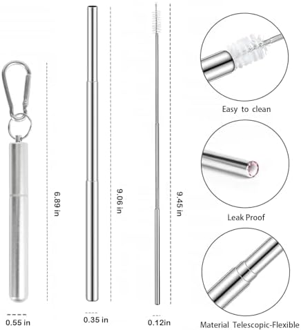1 Pack Metal Straws for Cruise Ship Essentials, Travel Essentials, Reusable - Image 2