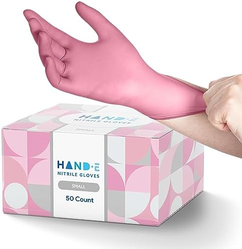 Hand-E Touch Pink Nitrile Disposable Gloves by Hand-E