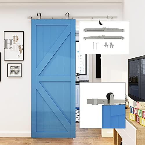 JUBEST 6FT Brushed Nickel Sliding Barn Door Hardware Track Kit by JUBEST