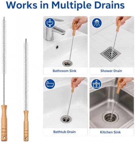 Drain Cleaning Brush Set, Flexible Sink and Shower Drain Brush - Image 3