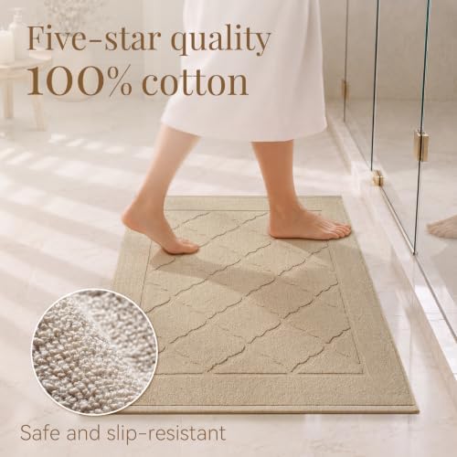 100% Cotton Bath Mat Towel, Soft & Absorbent Floor Towels 20"x32"Brown - Image 4
