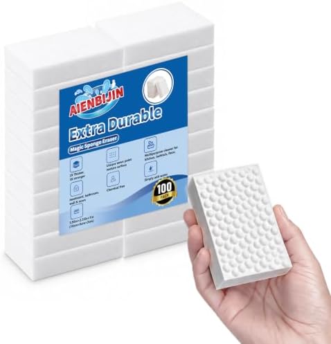 Waffle-Textured Magic Eraser Sponges, High-Density Melamine, 100 Pack by Unknown