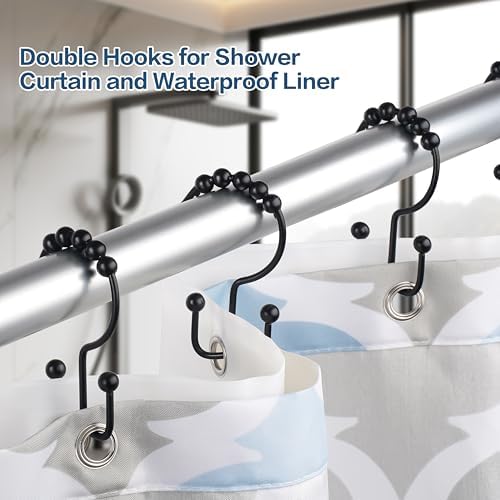 DAWNER Shower Curtain Hooks Rings, Rust Proof Hooks, Metal Easy Glide Double - Image 4
