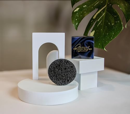 Facial cleansing sponge, 50-Count Bamboo Charcoal-Infused Compressed Cellulose - Image 2