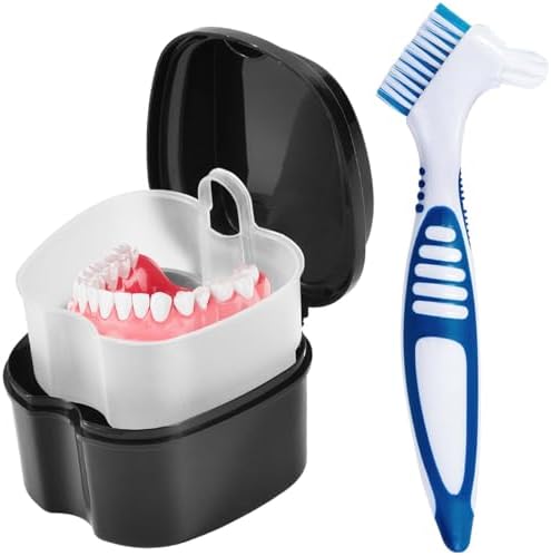 KISEER Black Denture Bath Case Cup Box Holder Storage Container by KISEER