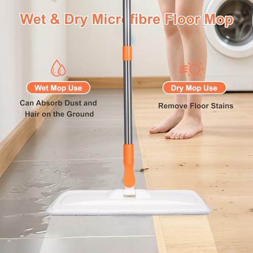 wlich Microfiber Flat Mop, 2 Washable Pads - Image 3