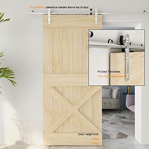 TSMST 9.6FT Sliding Barn Door Hardware Kit, Stainless Steel Heavy Duty Sturdy - Image 6