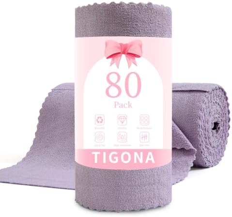 80 Pack Microfiber Cleaning Cloth Roll, Lint Free Rags & Tear Away Reusable by Tigona
