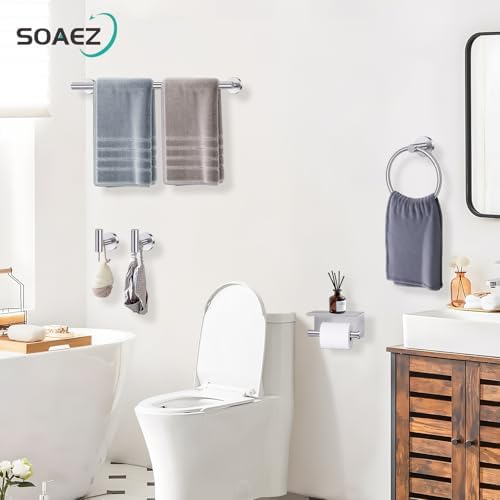 Brushed Nickel Bathroom Hardware Set, 5 Pieces Towel Bar Bathroom Accessories - Image 7