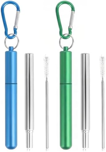 Collapsible Metal Straws, Travel Drinking Straws by Foweroty