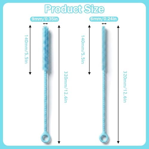 2Pcs Silicone Straw Cleaner Brush. Extra Long 12.6In Reusable Straw Brush - Image 2
