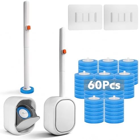 2-Pack Disposable Toilet Brush and Wand Kits, 60 Refills by DARGOOSE