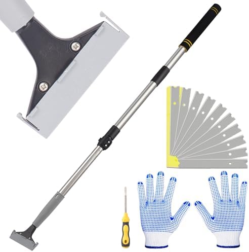 Floor Scraper Heavy Duty Long Handle, 52in 4" Razor Blade Floor Scraper by Frebuta