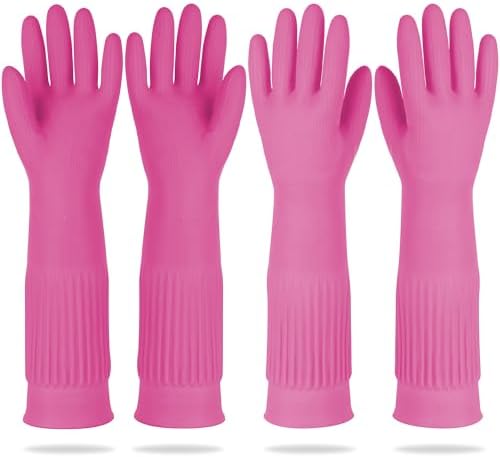 Mamison Rubber Dishwashing Gloves, Non-Slip Kitchen, 2 Pairs by QualityKitchenandHome
