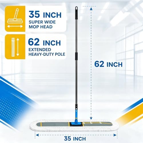 35'' Commercial Dust Mop, Use for Dry and Wet, Flat Mop - Image 2