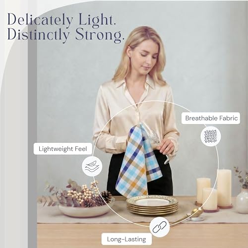 Check Dish Towels 4 Pack, Absorbent Hand Towels - Image 3