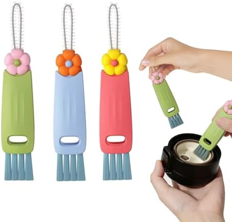 3-in-1 Rotatable Cup Lid Gap Cleaning Brush Set – 3 Pcs by Unknown