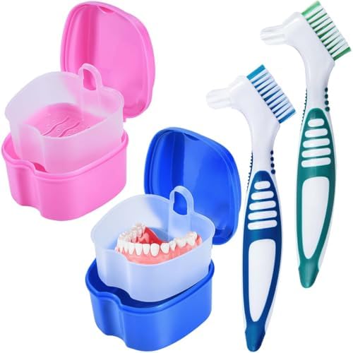 KISEER 2 Pack Denture Bath Case Cup Box Holder Storage Container by KISEER